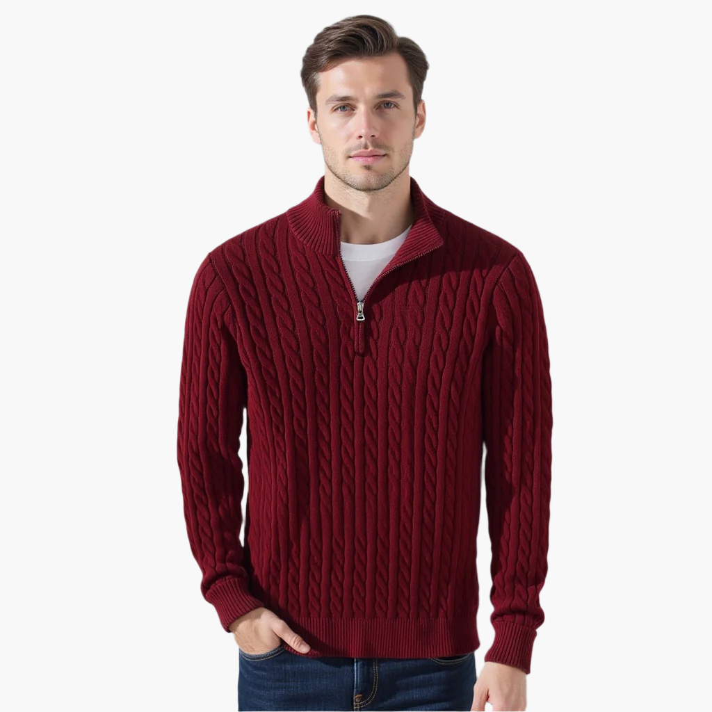 Cable-Zip Sweater - South Korea Taebaek