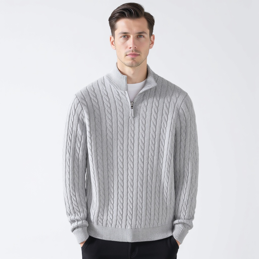 Cable-Zip Sweater - South Korea Taebaek