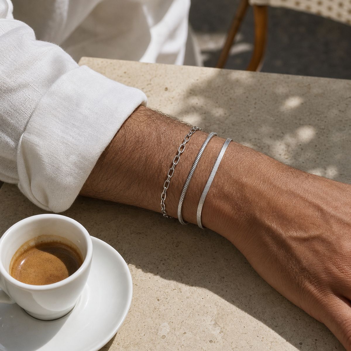 Silver Stainless Steel Chain Bracelet Collection