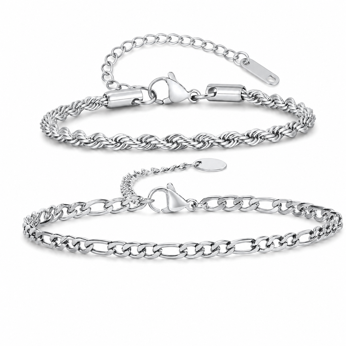 Silver Stainless Steel Chain Bracelet Collection