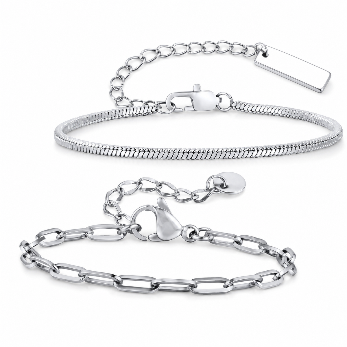 Silver Stainless Steel Chain Bracelet Collection