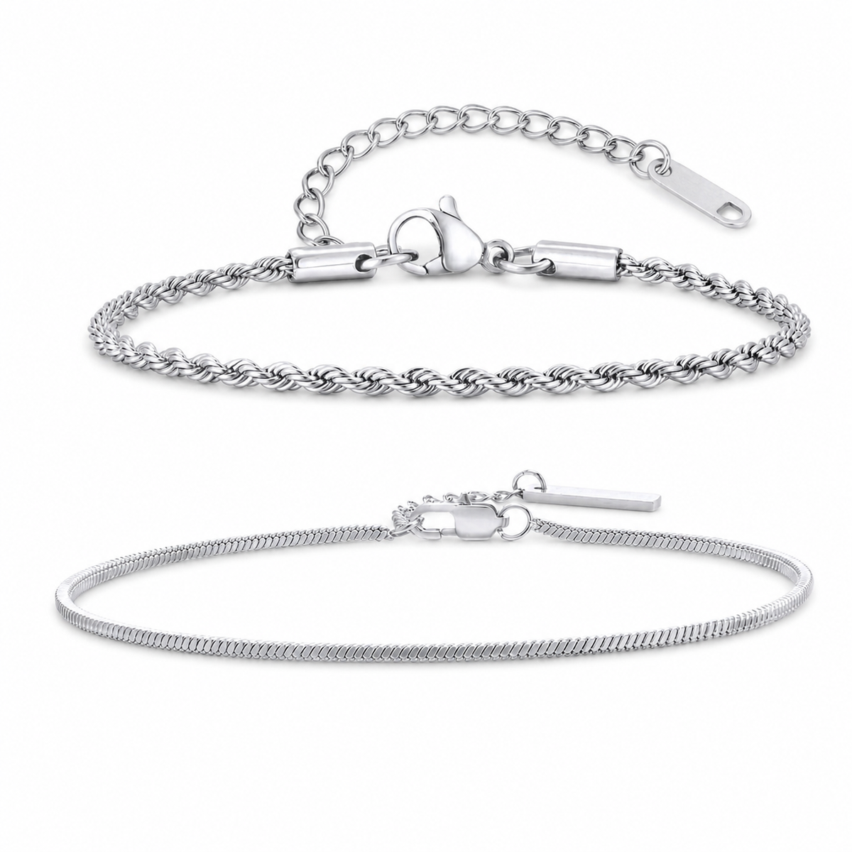 Silver Stainless Steel Chain Bracelet Collection
