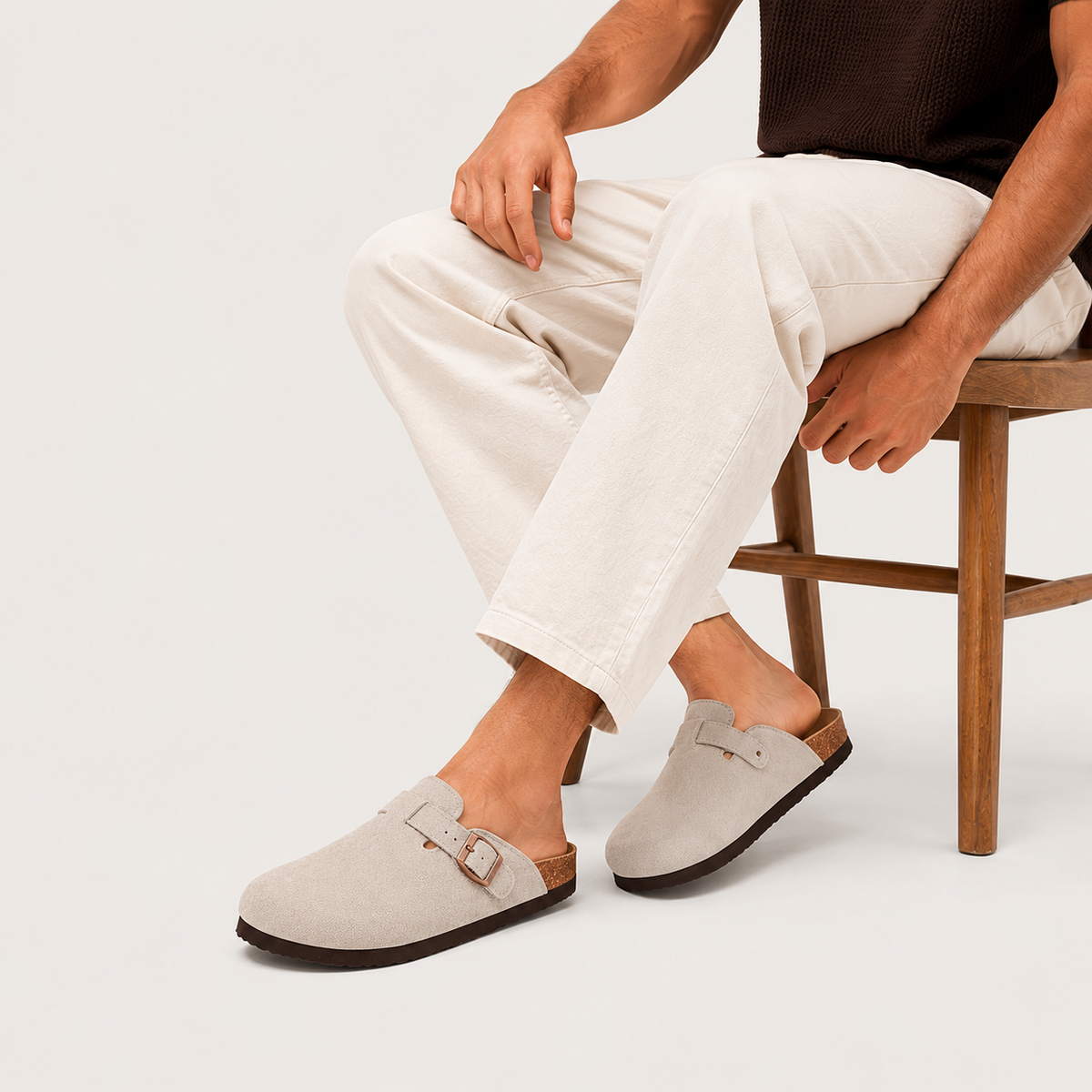 Men's Cork Footbed Clogs with Adjustable Buckle