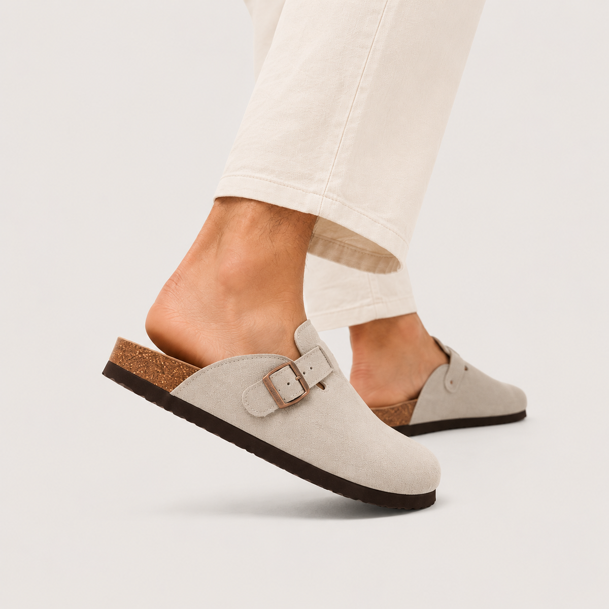 Men's Cork Footbed Clogs with Adjustable Buckle