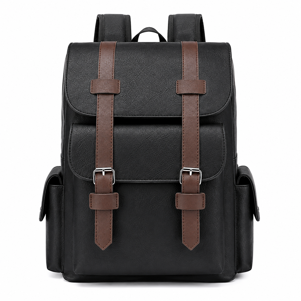 Men's PU Leather Laptop Backpack – 15.6" Business Travel Backpack