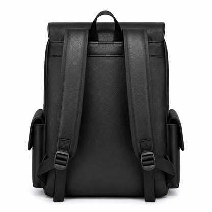 Men's PU Leather Laptop Backpack – 15.6" Business Travel Backpack