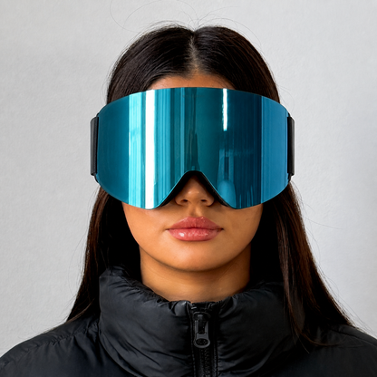 ARTIKA Cyan Mirrored UV400 Anti-Fog Ski Goggles