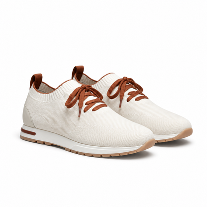 Men's Knit Sock-Fit Lace-Up Sneakers with Rubber Sole
