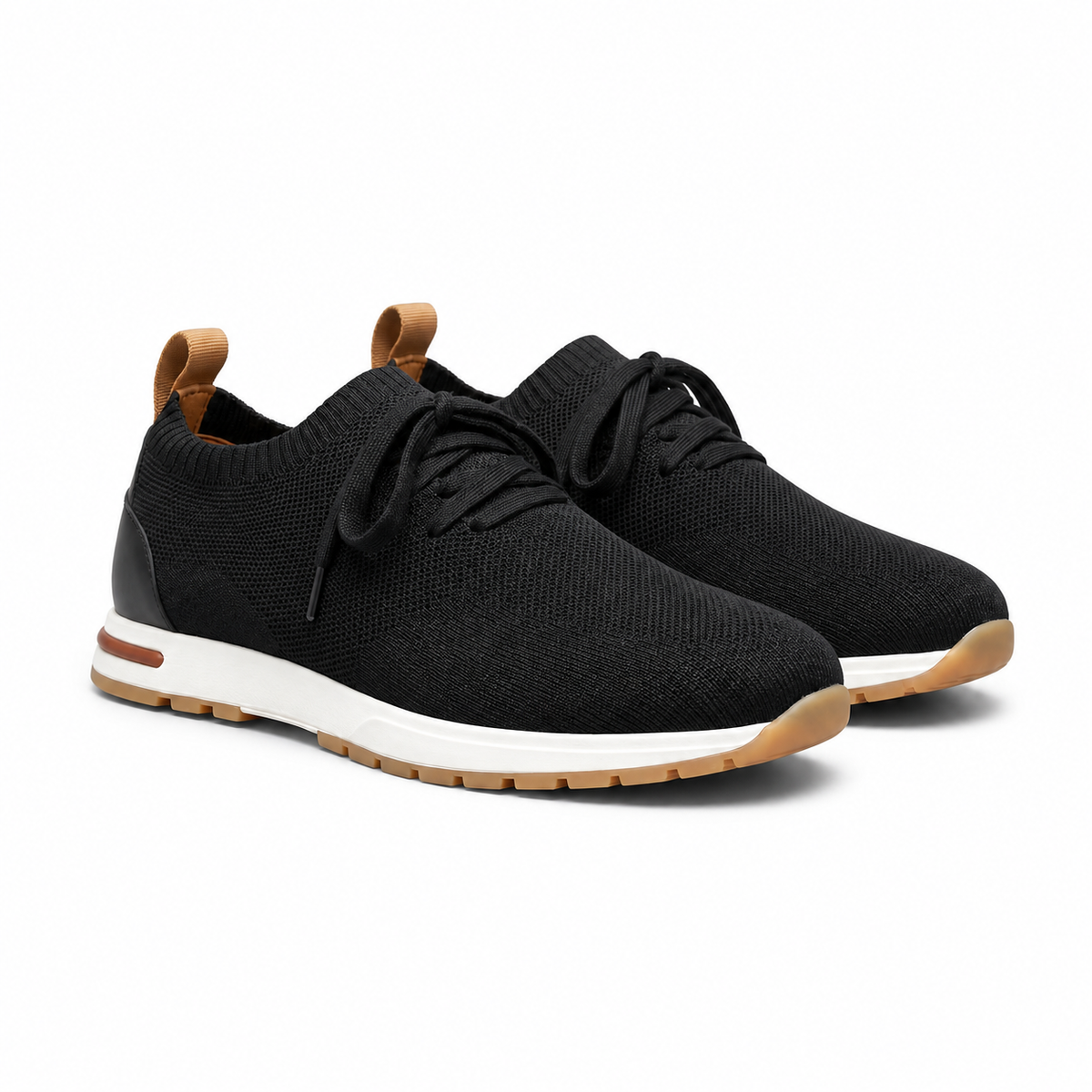 Men's Knit Sock-Fit Lace-Up Sneakers with Rubber Sole
