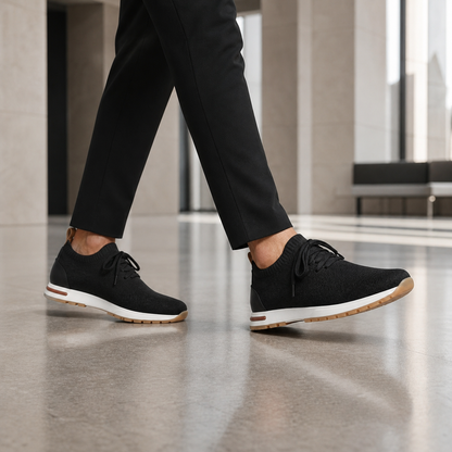 Men's Knit Sock-Fit Lace-Up Sneakers with Rubber Sole