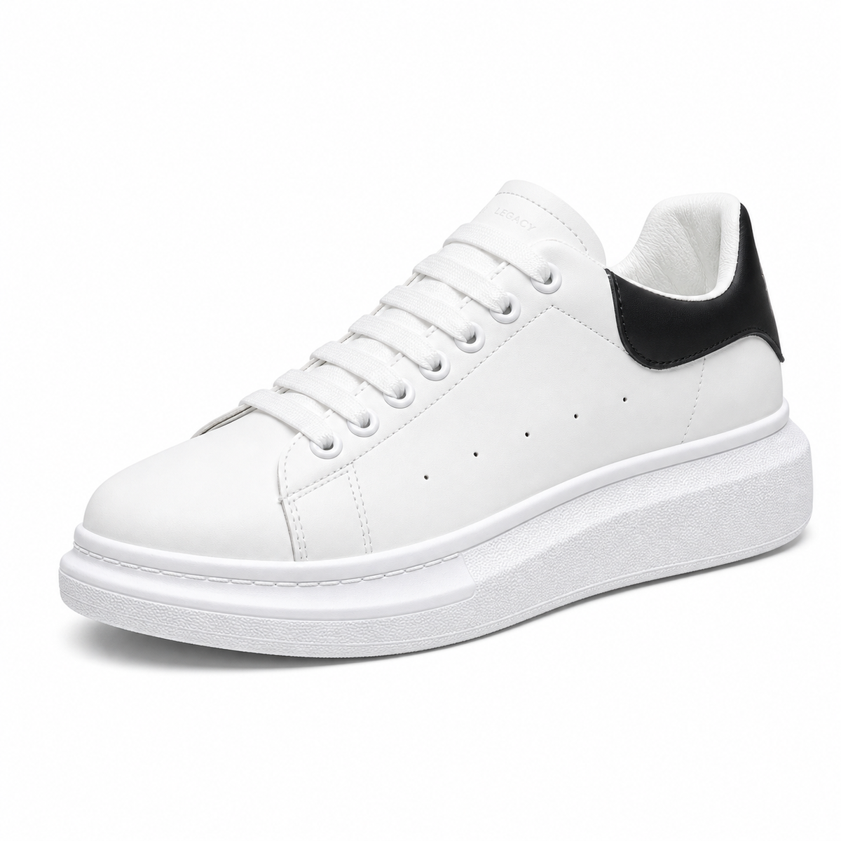 Men's White Platform Sneakers with Cushioned Thick Sole