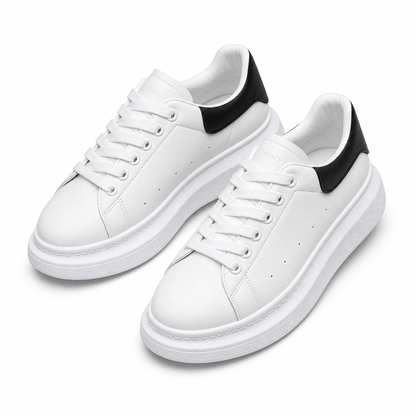 Men's White Platform Sneakers with Cushioned Thick Sole