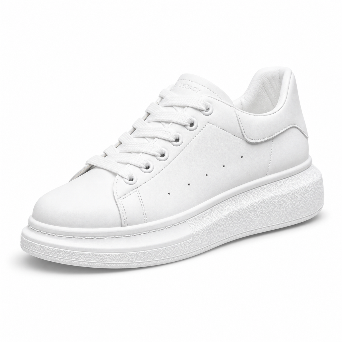 Men's White Platform Sneakers with Cushioned Thick Sole