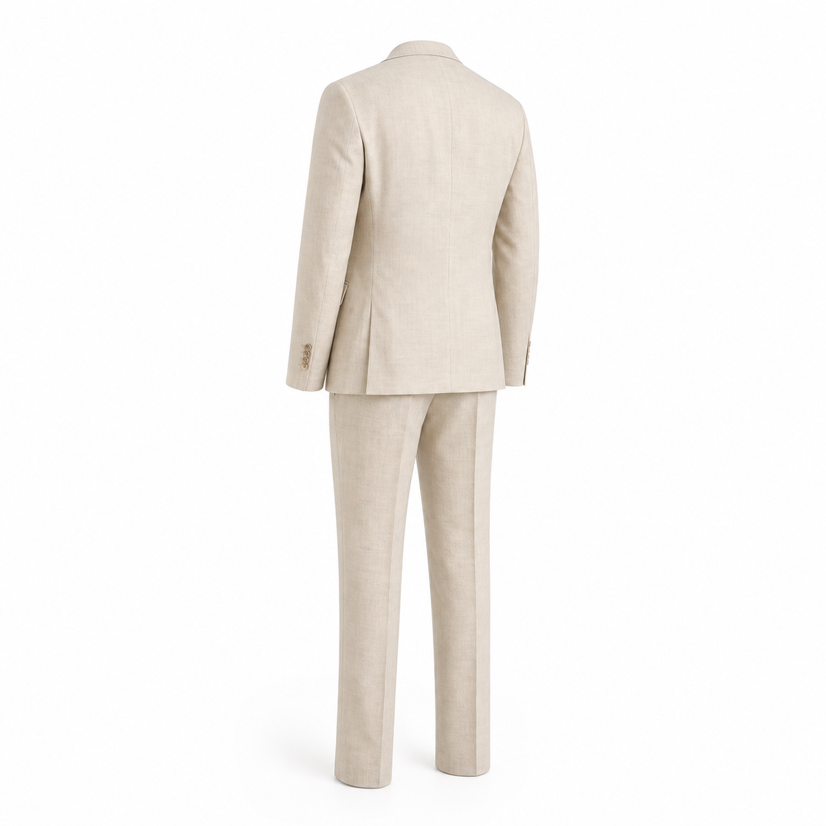 Men's Beige Linen-Blend Tailored Summer Suit Set for Weddings