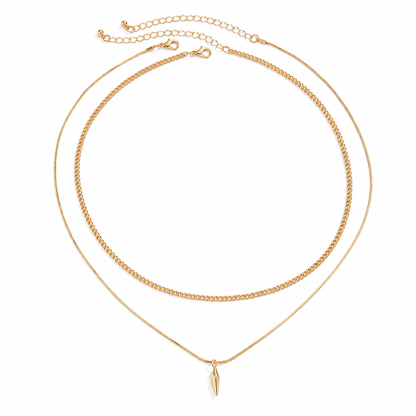 Men's Layered Chain & Spike Pendant Necklace Set