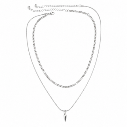 Men's Layered Chain & Spike Pendant Necklace Set