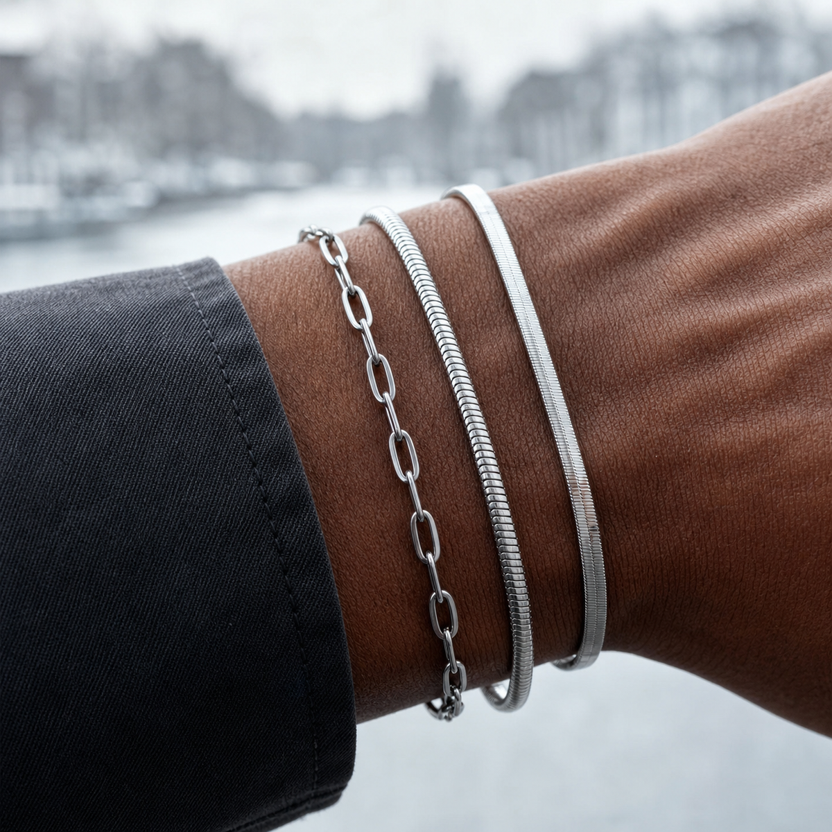 Silver Stainless Steel Chain Bracelet Collection
