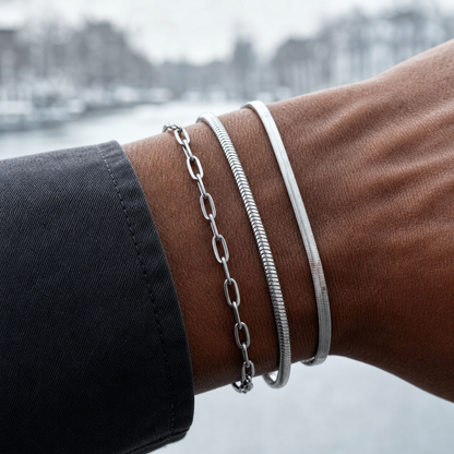 Silver Stainless Steel Chain Bracelet Collection