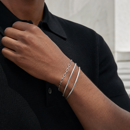 Silver Stainless Steel Chain Bracelet Collection