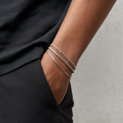 Silver Stainless Steel Chain Bracelet Collection
