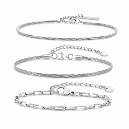 Silver Stainless Steel Chain Bracelet Collection