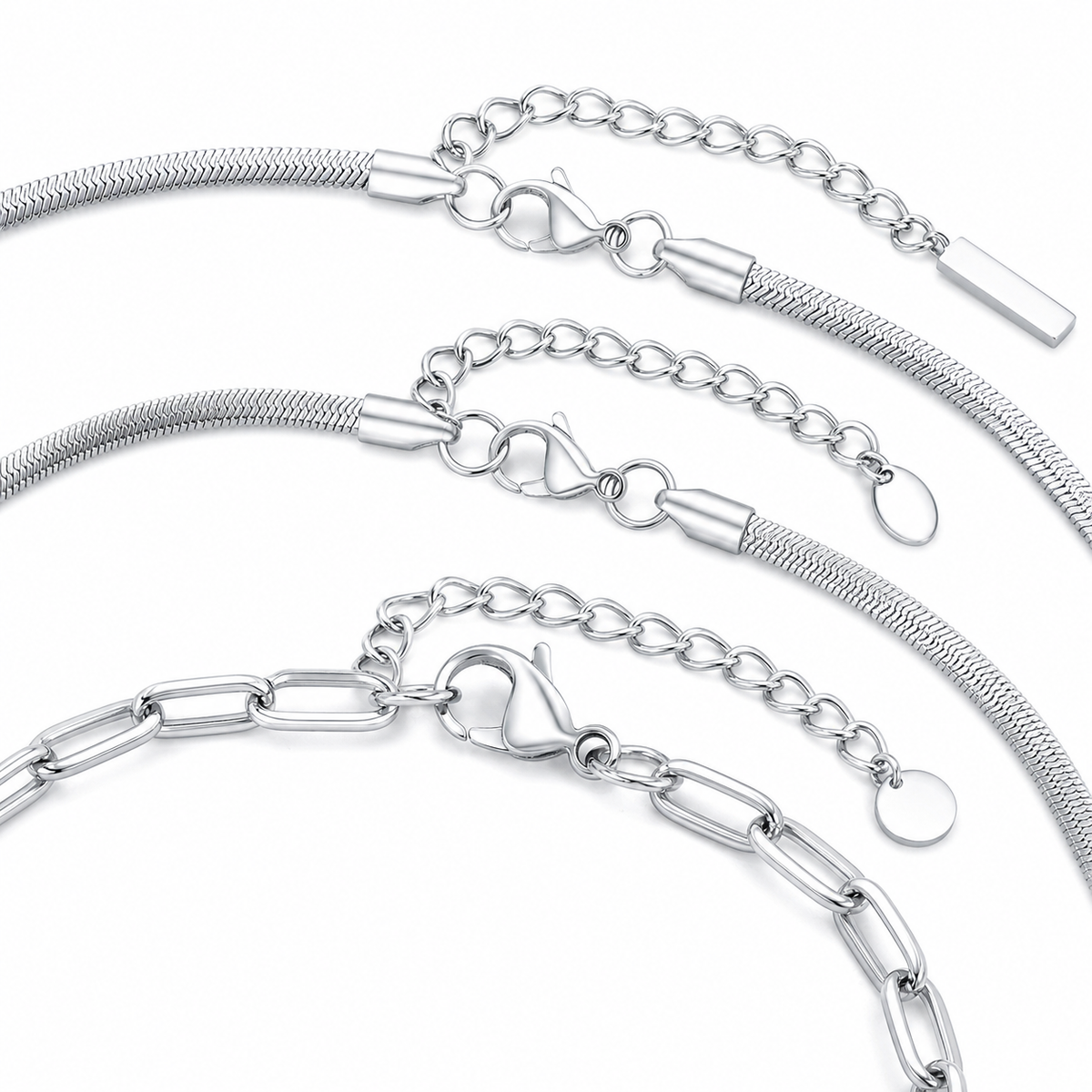 Silver Stainless Steel Chain Bracelet Collection