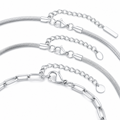 Silver Stainless Steel Chain Bracelet Collection