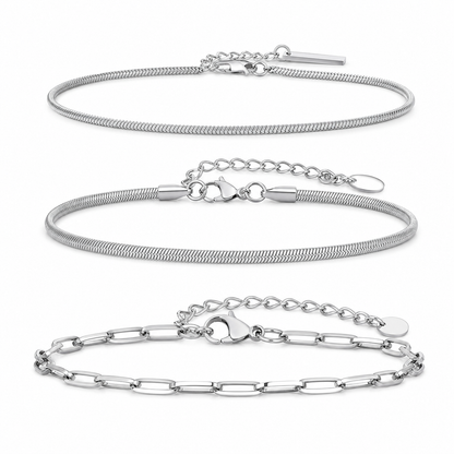 Silver Stainless Steel Chain Bracelet Collection