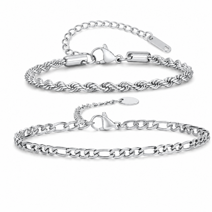 Silver Stainless Steel Chain Bracelet Collection