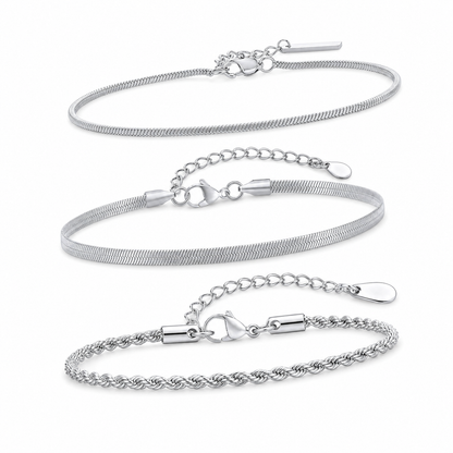 Silver Stainless Steel Chain Bracelet Collection