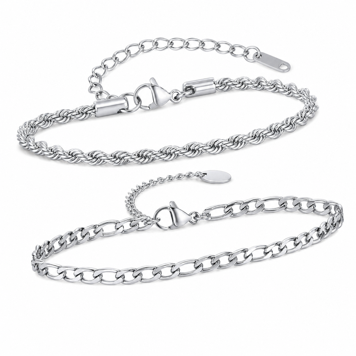 Silver Stainless Steel Chain Bracelet Collection