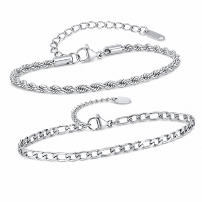 Silver Stainless Steel Chain Bracelet Collection