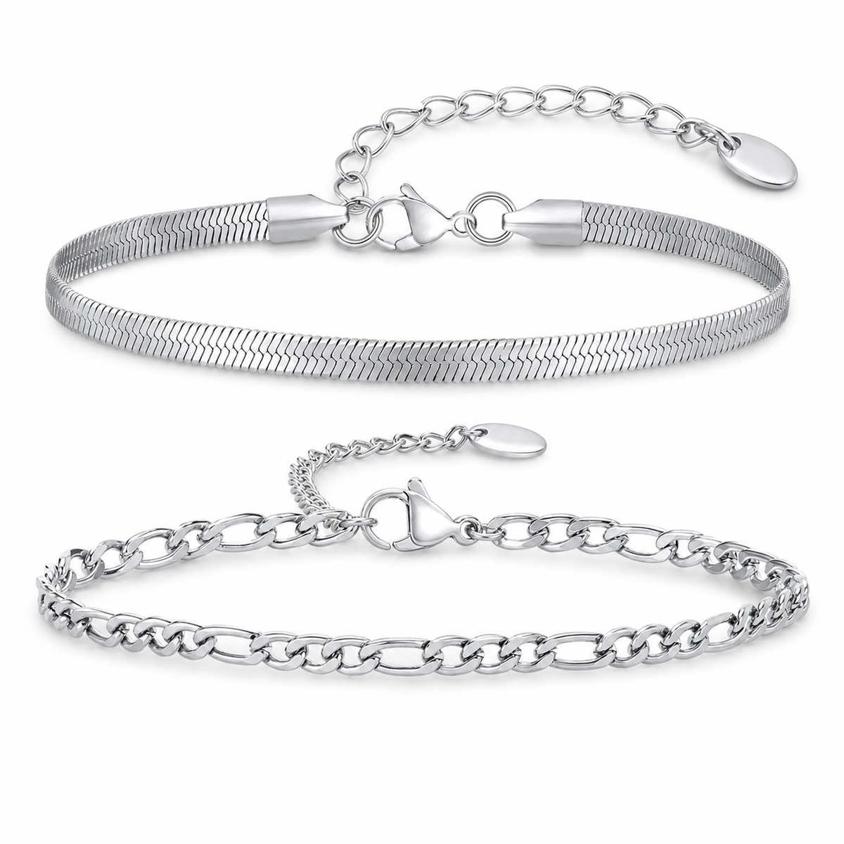 Silver Stainless Steel Chain Bracelet Collection