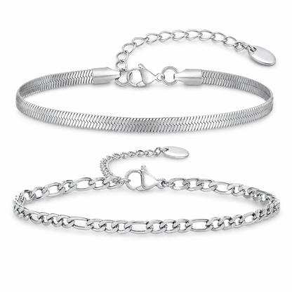 Silver Stainless Steel Chain Bracelet Collection