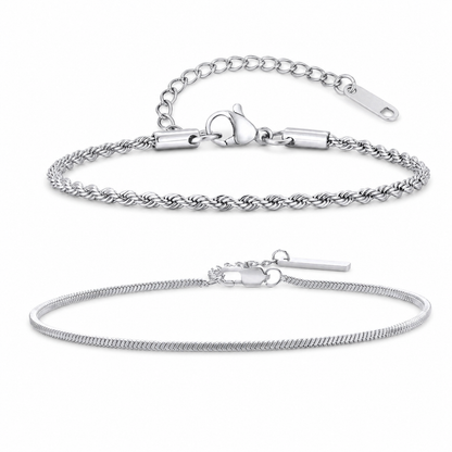 Silver Stainless Steel Chain Bracelet Collection