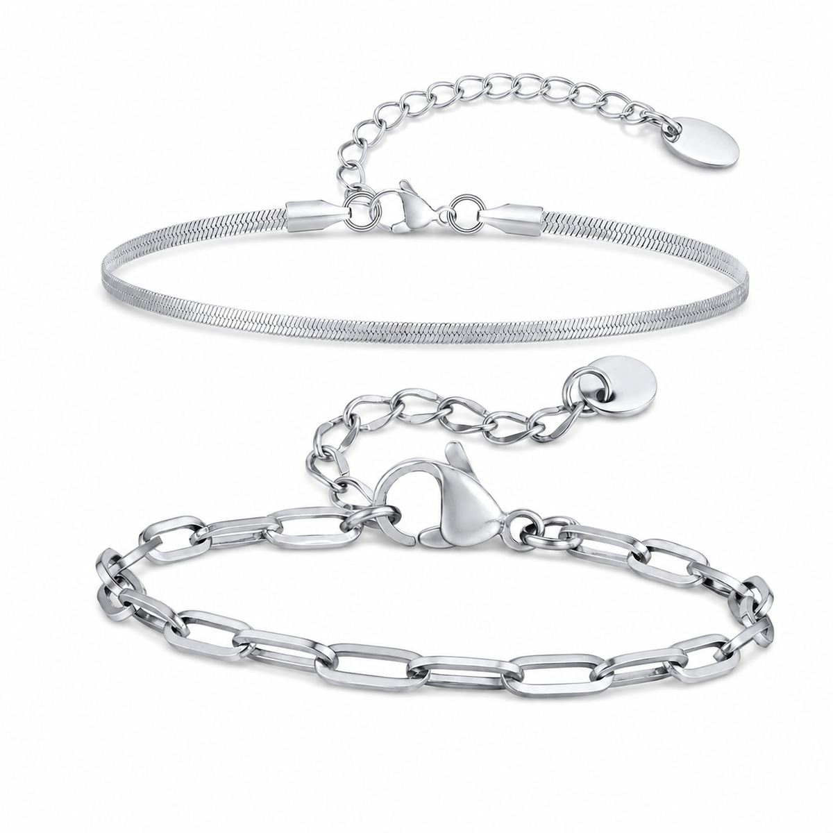 Silver Stainless Steel Chain Bracelet Collection