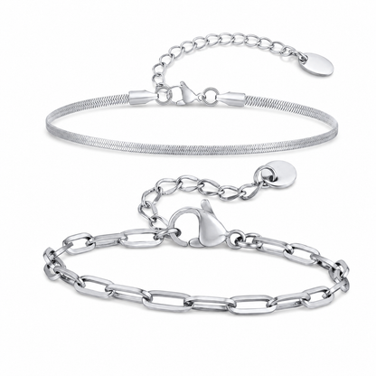 Silver Stainless Steel Chain Bracelet Collection